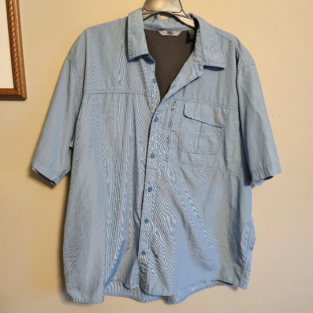 Wrangler Short Sleeve Blue Button Down Vented Outdoor Fishing Shirt XL